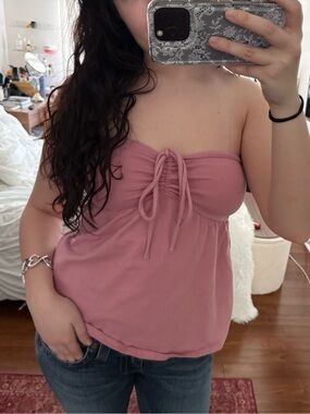 Hollister Rose Pink Strapless Drawstring Camisole